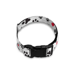 Black Paw And Heart Pattern Print Dog Collar