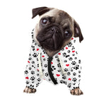 Black Paw And Heart Pattern Print Dog Zip Up Hoodie