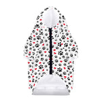 Black Paw And Heart Pattern Print Dog Zip Up Hoodie