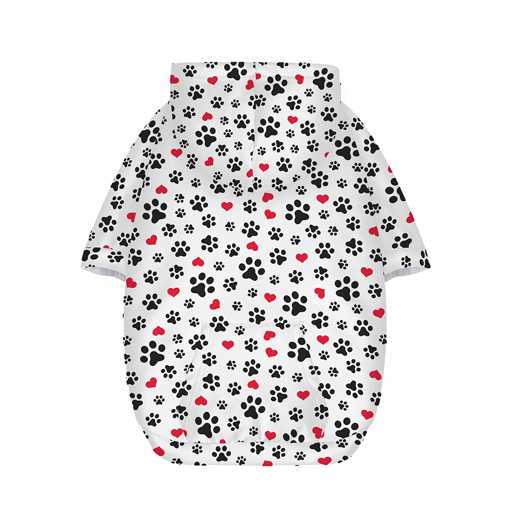 Black Paw And Heart Pattern Print Dog Zip Up Hoodie
