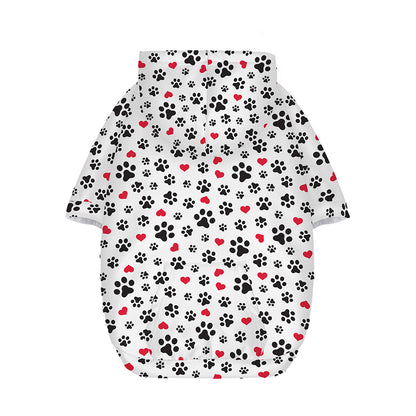 Black Paw And Heart Pattern Print Dog Zip Up Hoodie