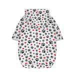 Black Paw And Heart Pattern Print Dog Zip Up Hoodie