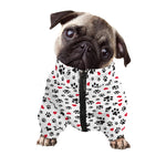 Black Paw And Heart Pattern Print Dog Zip Up Jacket
