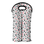 Black Paw And Heart Pattern Print Double Neoprene Wine Tote