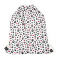 Black Paw And Heart Pattern Print Drawstring Bag