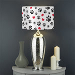 Black Paw And Heart Pattern Print Drum Lamp Shade