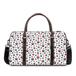 Black Paw And Heart Pattern Print Duffle Bag