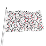 Black Paw And Heart Pattern Print Flag