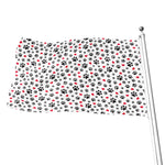 Black Paw And Heart Pattern Print Flag