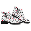 Black Paw And Heart Pattern Print Flat Ankle Boots