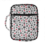 Black Paw And Heart Pattern Print Front Pocket Bible Bag