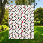 Black Paw And Heart Pattern Print Garden Flag
