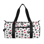 Black Paw And Heart Pattern Print Gym Bag