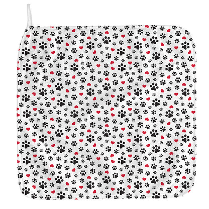 Black Paw And Heart Pattern Print Hand Towel