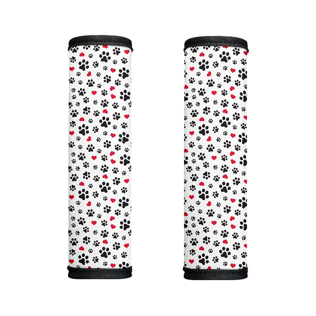 Black Paw And Heart Pattern Print Handle Covers