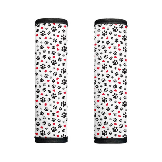 Black Paw And Heart Pattern Print Handle Covers
