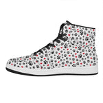 Black Paw And Heart Pattern Print High Top Leather Sneakers