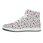 Black Paw And Heart Pattern Print High Top Leather Sneakers