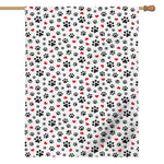 Black Paw And Heart Pattern Print House Flag