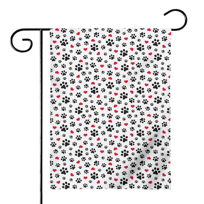 Black Paw And Heart Pattern Print House Flag