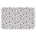 Black Paw And Heart Pattern Print Indoor Door Mat
