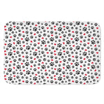 Black Paw And Heart Pattern Print Indoor Door Mat