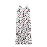 Black Paw And Heart Pattern Print Jersey Midi Cami Dress