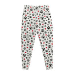 Black Paw And Heart Pattern Print Jogger Pants