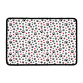 Black Paw And Heart Pattern Print Kitchen Mat
