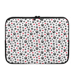 Black Paw And Heart Pattern Print Laptop Sleeve