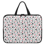 Black Paw And Heart Pattern Print Laptop Sleeve With Handle