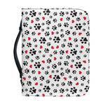 Black Paw And Heart Pattern Print Leather Bible Cover