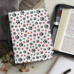 Black Paw And Heart Pattern Print Leather Bible Cover