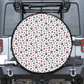Black Paw And Heart Pattern Print Leather Spare Tire Cover