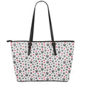 Black Paw And Heart Pattern Print Leather Tote Bag With Zipper