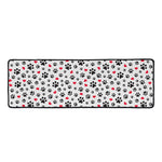 Black Paw And Heart Pattern Print Long Kitchen Mat