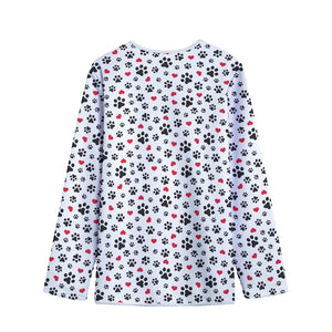 Black Paw And Heart Pattern Print Long Sleeve Short Coat