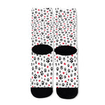 Black Paw And Heart Pattern Print Long Socks