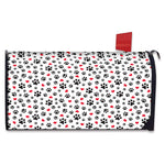 Black Paw And Heart Pattern Print Mailbox Cover