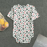 Black Paw And Heart Pattern Print Men's Bodysuit