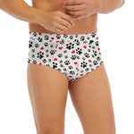 Black Paw And Heart Pattern Print Men's Briefs
