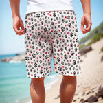 Black Paw And Heart Pattern Print Men's Cargo Shorts