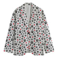 Black Paw And Heart Pattern Print Men's Cotton Blazer