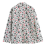 Black Paw And Heart Pattern Print Men's Cotton Blazer