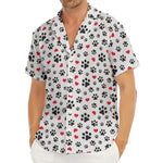 Black Paw And Heart Pattern Print Men's Deep V-Neck Shirt