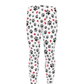 Black Paw And Heart Pattern Print Men's Leggings