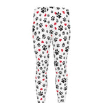 Black Paw And Heart Pattern Print Men's leggings