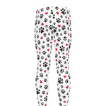 Black Paw And Heart Pattern Print Men's leggings