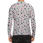 Black Paw And Heart Pattern Print Men's Long Sleeve Rash Guard