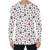 Black Paw And Heart Pattern Print Men's Long Sleeve T-Shirt